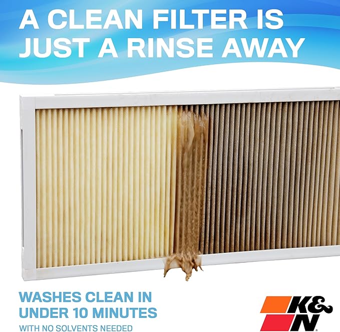 K&N 14x24x1 HVAC Furnace Air Filter, Lasts a Lifetime, Washable, Merv 11, the Last HVAC Filter You Will Ever Buy, Breathe Safely at Home or in the Office, HVC-11424