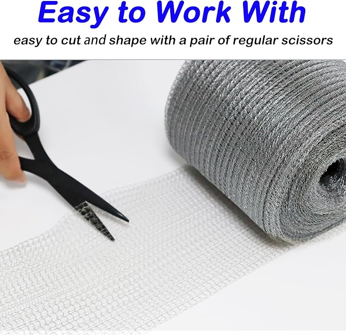 Wire Mesh for Mice Control 5 in X 36Ft,Hole Fill Fabric, Weep Holes Covers, Upgraded Stainless Steel Wire Mesh Roll, Flexible Stretchy Meshs Fabric for Garden House and DIY, Rodent Barrier
