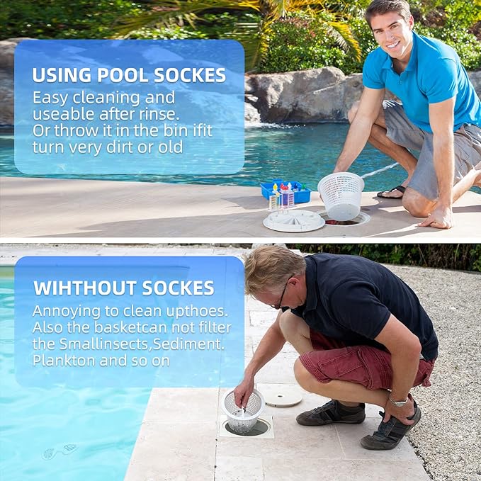 80PCS Pool Skimmer Filter Socks for Above Ground and Inground, Pool Skimmer Basket Nets, Ultra Fine Mesh Screen Socks for Pool Skimmer Basket