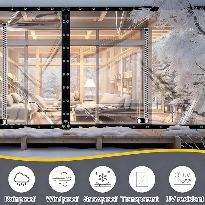 Curtain Patio Enclosure, Water Proof PVC Curtains for Gazebos with Zip, Transparent Outdoor Tarps for Patio Enclosure, Camping, Porch(1.7x2.5m)