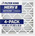 Filter King 17.25x17.25x0.5 Air Filter | 4-PACK | MERV 8 HVAC Pleated A/C Furnace Filters | MADE IN USA | Actual Size: 17.25 x 17.25 x 0.5"
