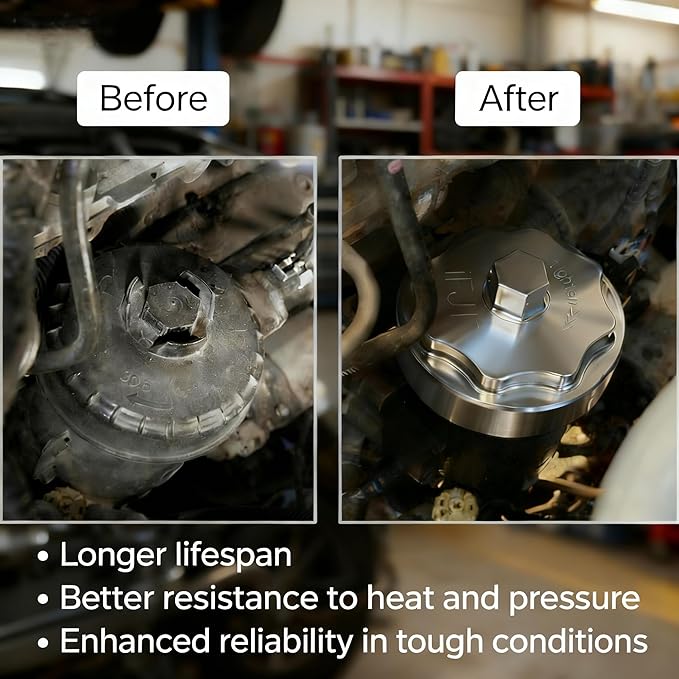 iFJF 68065612AA Fuel Filter Housing Cover Cap Replacement for 2011-2024 Ram 6.7L 2500 3500 4500 5500 2010 DODGE RAM 2500 3500 PICKUP DODGE RAM 4000-5000 Cummins Diesel Engine Billet Aluminum (Red)