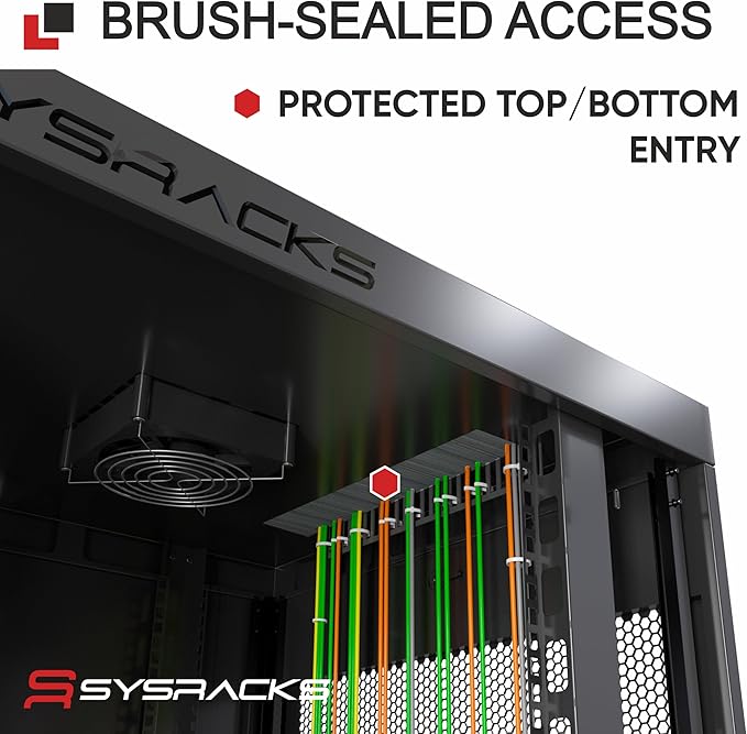 Sysracks 12U Wall Mount Server Rack Cabinet, 19” Locking Network Rack, 24” Deep, Glass Door, with Fan, PDU and Shelf