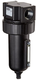 Parker 07F34AC Compressed Air Filter, Removes Particulate, Metal Bowl with Sight Gauge, Manual Drain, 40 Micron, 130 scfm, 1/2" NPT