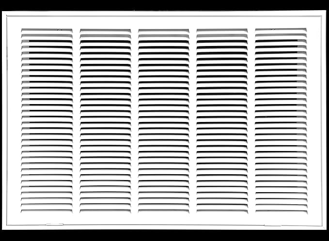 25" X 16 Steel Return Air Filter Grille for 1" Filter - Removable Frame - HVAC Duct Cover - Flat Stamped Face - White [Outer Dimensions: 27.5 X 17.75]