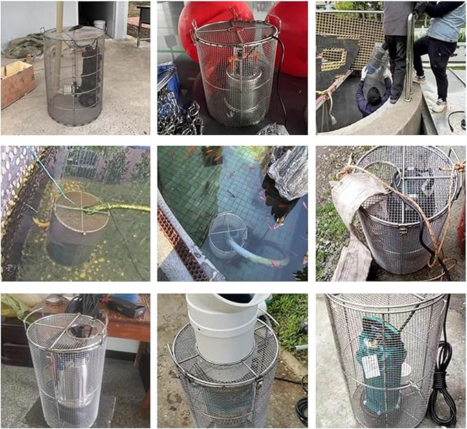 Stainless Steel Pump Filter Cover Water Pump Protective Cover Sump Pump Anti-Clogging Outdoor 1mm Mesh Pump Cover Barrier Durable And Strong For Septic Tanks Farm Irr(Size:35x50cm/13.7"x19.6",Color:A)