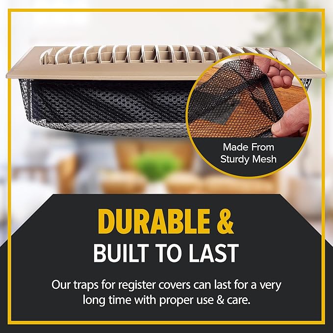 HAAK - Floor Vent Cover Trap, Durable Screen That Attaches Easily to Vent Covers for Home Floor, 4-Pack Air Vent Filters for Trapping Debris, Easy to Install and Remove, 4 x 12 inches Each