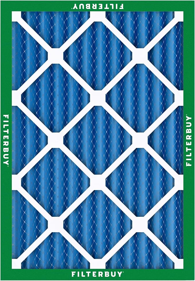 Filterbuy 20x24x2 Air Filter MERV 13 Optimal Smoke & Allergy Defense (6-Pack), Electrostatic Pleated HVAC AC Furnace Filters Replacement, Made in USA (Actual Size: 19.38 x 23.38 x 1.75)