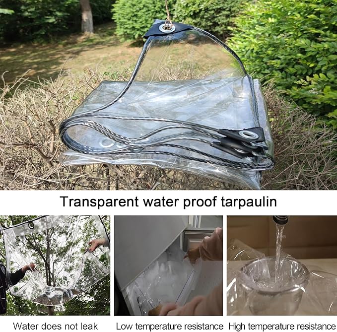 Transparent Tarpaulin Side Panels, Outdoor Clear Tarp Curtains with Zipper Door, Curtain Patio Enclosure for Pergola Porch Carport Canopies(3.5x5m)
