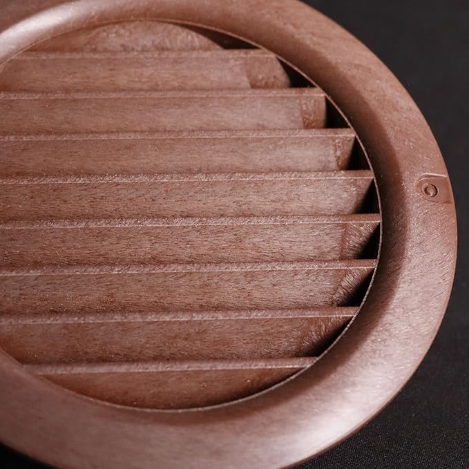 VENTS-US - 4" Brown Pack of 6 Plastic Round Vent Covers with Built-in Insect Screen and Flange for Air Supply or Exhaust Applications