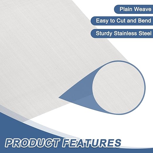 uxcell 120 Mesh 39" x 10" Woven Wire Mesh, 316 Stainless Steel Air Vent Filter Screen, Window Screen Mesh for DIY Projects Vents Cover Filtration Animals Fence