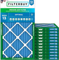 Filterbuy 13x25x1 Air Filter MERV 13 Optimal Smoke & Allergy Defense (12-Pack), Electrostatic Pleated HVAC AC Furnace Filters Replacement, Made in USA (Actual Size: 12.50 x 24.50 x 0.75)