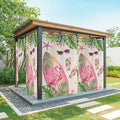 Summer Flamingbirds Outdoor Curtains for Patio Palm Leaves Plumeria Linen Waterproof Outside Curtains with Grommet Top Weatherproof Curtain for Cabana Pergola Gazebo, 2 Pack, 54" W x 95" L