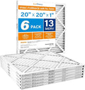 LotFancy 20x20x1 Air Filter MERV 13 6-Pack, Electrostatic Pleated HVAC Furnace Air Filter, Captures Pet Dander Smog Smoke, Actual Size: 19.75"x19.75"x0.75"
