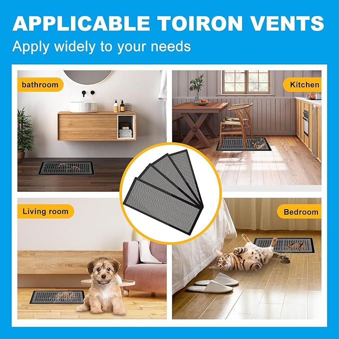4 PCS DIY Magnetic Vent Covers-13.8" x 11.8" Customizable Air Register with Easy-to-Cut Mesh & Magnetic Strips, Create Perfect Fit for Floor/Wall/Ceiling Vents, Ideal for Custom Home Vent Solutions.