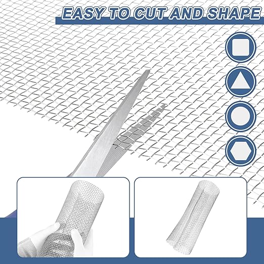 uxcell 6 Mesh 118" x 10" Woven Wire Mesh, 316 Stainless Steel Air Vent Filter Screen, Window Screen Mesh for DIY Projects Vents Cover Filtration Animals Fence