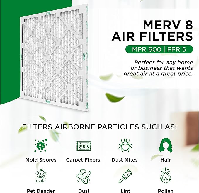 Mann+Hummel 16x25x4 MERV 8 Pleated HVAC AC Furnace Air Filters. 2 Pack. (Exact Size: 15.5 x 24.5 x 3.75 Inches)