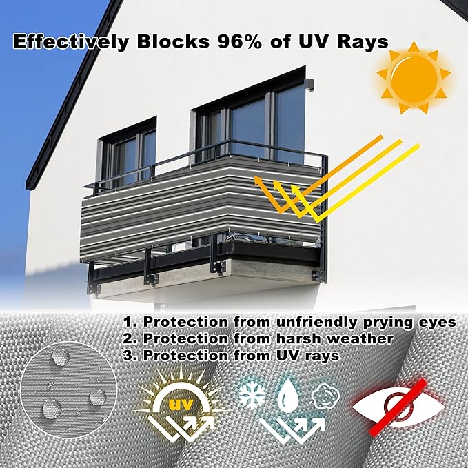 Privacy Fence 2.5' x 65.6' (HDPE) UV Protection Weather-Resistant Garden Fence, Included Cable Ties Customized size for Decks, Patios, Backyards, Outdoor Pools, Porches, Railings, Black White Stripes