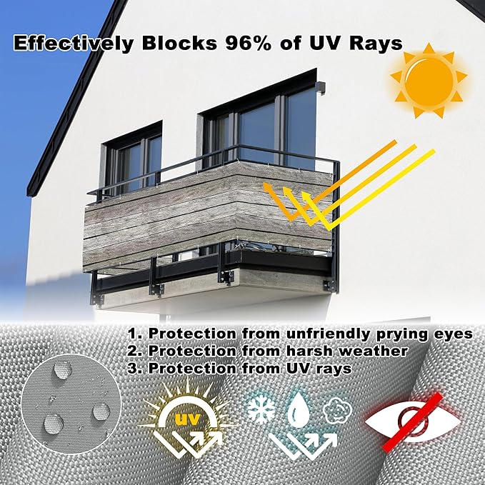 Privacy Fence Screen 1.6' x 26.2' UV Protection 96% Privacy Fence Panels for Outside, with Grommets, for Garden Wall, Patio Gate, Patio Deck, Floor Pattern