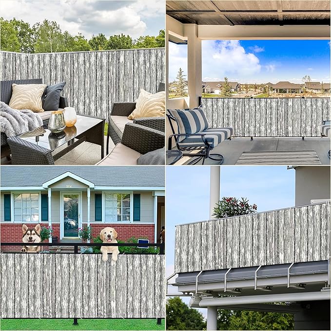 Fence Privacy Screen 6.6' x 65.6' Durable and UV Resistant Garden Fence, Included Cable Ties Customized Size for Pergola Balcony Porch Carport Deck Window, Vertical Floor Pattern