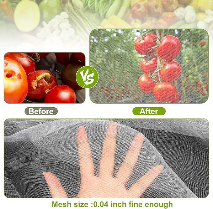 Garden Netting, 2 Pack 5x10Ft Ultra Fine Mesh Netting Pest Barrier Protection Bird Mosquito Net Plants Cover for Vegetables Fruits Flowers Crops Greenhouse Row Cover Raised Bed Patio Mesh Netting