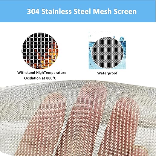 304 Stainless Steel Mesh Screen#60Mesh -Size:15.7"x47.2"(40x120cm), for Home, Garden and Farm. Window or Door Filter, Guards Against Pests Like Mice, Snakes, and Rodents. Easy to Cut and Install.