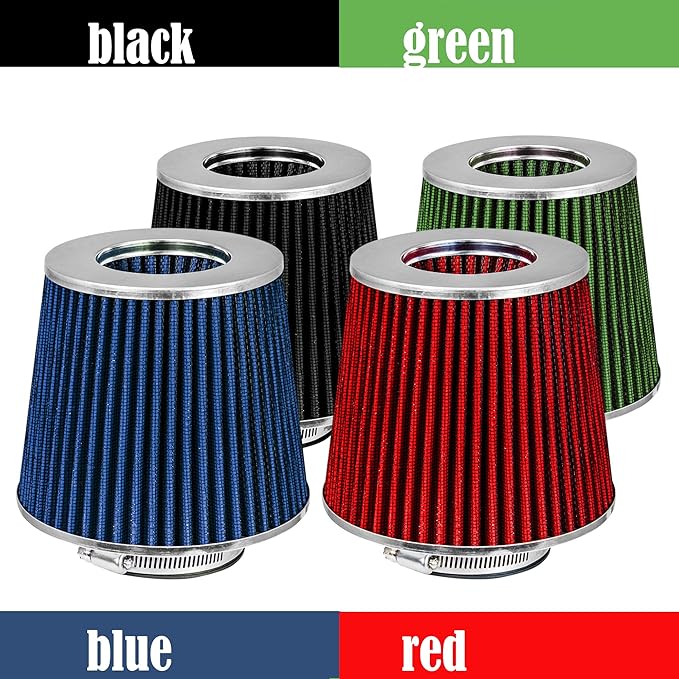 Mortar Aftermarket Auto Air Filter Replacement - Car Enthusiast Class Universal Cold Air Intake Gulps in More Air for More Engine Power & Passionate Induction Sound, 2.75 In, Green