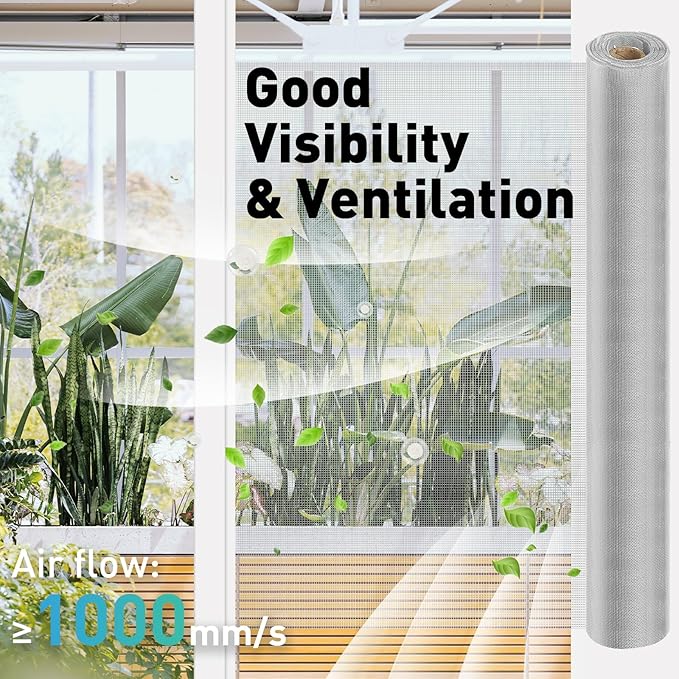 304 Stainless Steel Mesh Window Screen Roll,47IN x 10FT Silver Metal Window Screen Replacement,Window Screen Mesh for Window,Door,Patio,Pet,Vent,Filter,Porch,Cage and DIY Project (22 Mesh)
