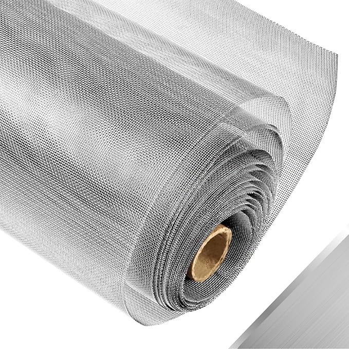 304 Stainless Steel Mesh Window Screen Roll,35IN x 10FT Silver Metal Window Screen Replacement,Window Screen Mesh for Window,Door,Patio,Pet,Vent,Filter,Porch,Cage and DIY Project (22 Mesh)