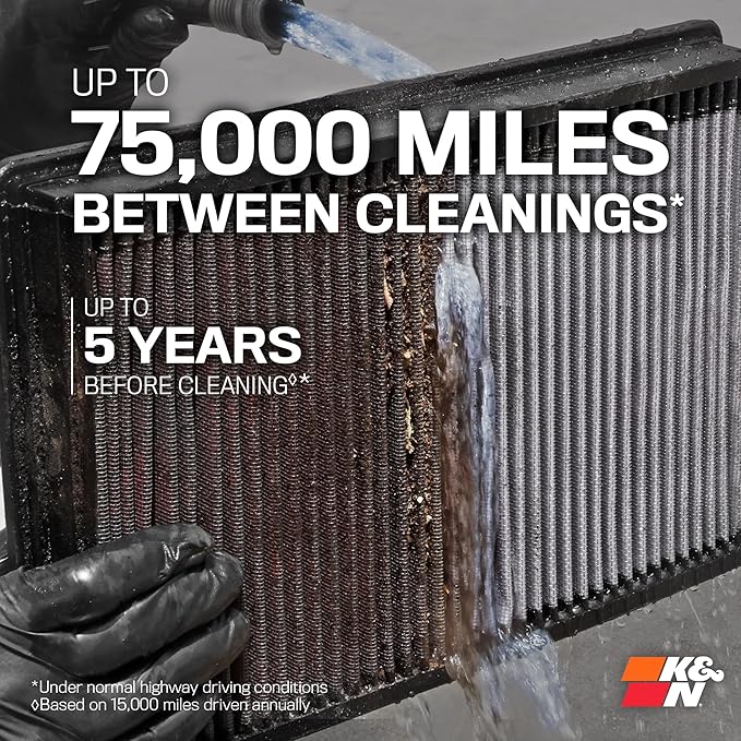 K&N High-Flow Original Lifetime Engine Air Filter: Increase Power: Premium, Washable: Compatible with 2016-2025 Subaru: Ascent, Crosstrek, Forester, Impreza, Legacy, Outback, WRX, XV, 33-5064