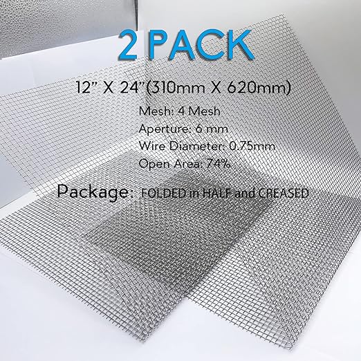 Upgraded 2PACK SS Wire Mesh, 4 Mesh Completely Welded, 12 X 24 in(310mm X 620mm), Stainless 304, Easy to Cut and Make Straight, Never Rust by Valchoose
