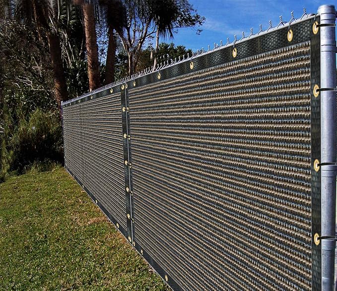Ifenceview 6'x1' to 6'x100' Brown Shade Cloth Panels Fence Privacy Screen Fabric Mesh Net for Construction Site Yard Driveway Garden Railing Pool Balcony Canopy Awning 160 GSM (6' x 63')