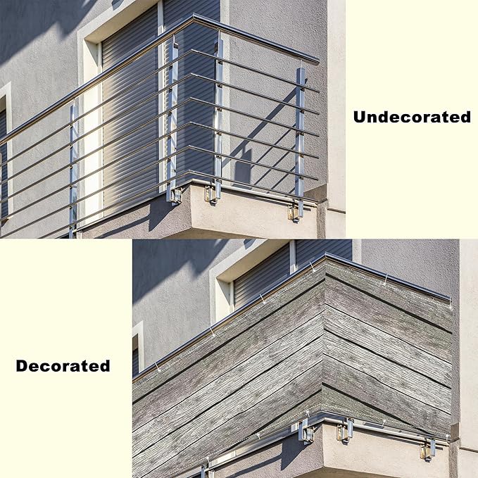 Fence Privacy Screen 3.9' x 23' UV-Protection Wind-Resistant Outdoor Privacy Screens, Includes Cable Ties for Patio, Backyard, Porch, Railing Shield, Floor Pattern