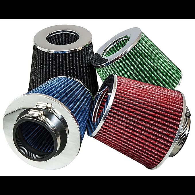 Mortar Aftermarket Auto Air Filter Replacement - Car Enthusiast Class Universal Cold Air Intake Gulps in More Air for More Engine Power & Passionate Induction Sound, 2.75 In, Red