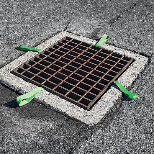 PIG Adjustable Frame Storm Drain Filter | Traffic Safe Sediment Filter | Inside The Drain Filter | for Storm Drains 24" - 37" W to 35" - 49" L | Rectangle | 12” Diameter | PMB30626