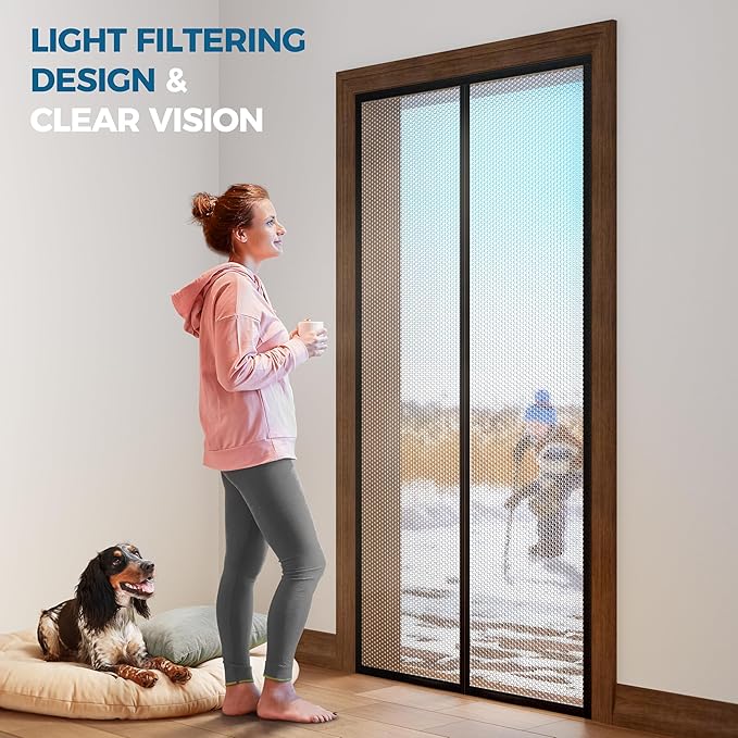 Magnetic Thermal Insulated Door Curtain - Fit Door Size 32x80 Inch Waterproof Bubble Wrap Door Cover Light Filtering Screen Door, Keep Warm in Winter Cool in Summer, Kid & Pet Friendly