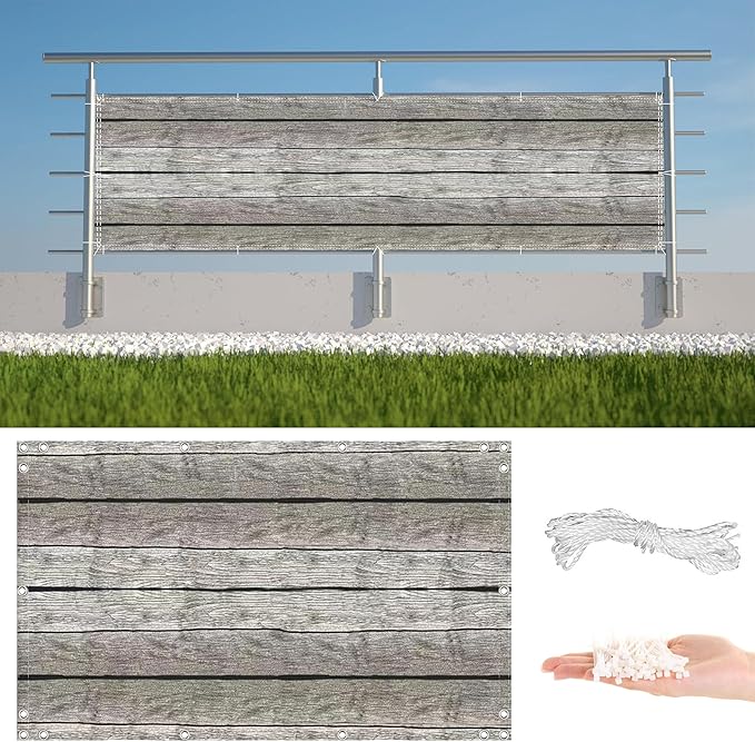 Privacy Screen 4.3' x 32.8' UV Protection 96% Outdoor Privacy Screen, Includes Cable Ties for Patio, Backyard, Porch, Railing Shield, Floor Pattern