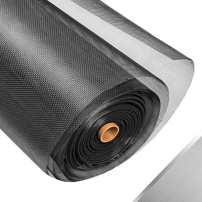 304 Stainless Steel Mesh Window Screen Roll,47IN x 16FT Black Metal Window Screen Replacement,Window Screen Mesh for Window,Door,Patio,Pet,Vent,Filter,Porch,Cage and DIY Project (22 Mesh)