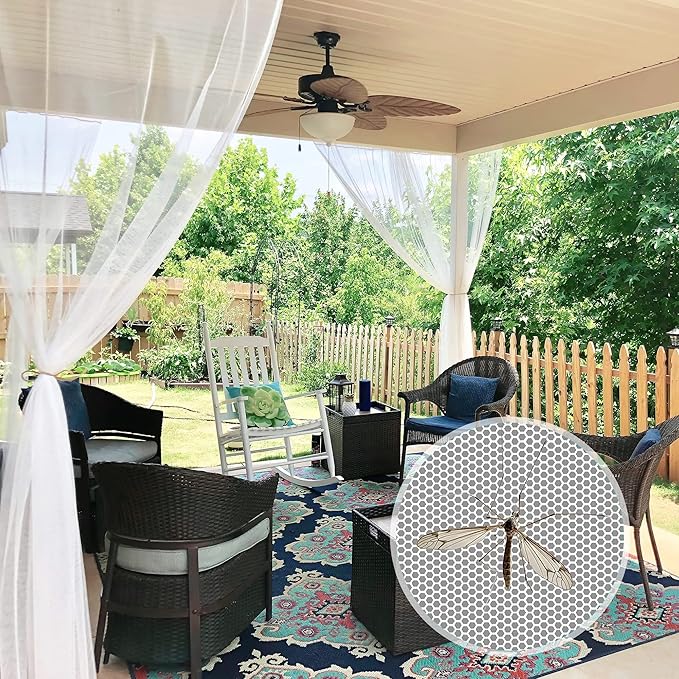 RYB HOME 2 Panels Garden Netting, Size Adjustable Porch Screen Mesh Outdoor Curtains Lightweight Mosquito Curtains for Patio Gazebo Pool Hut Bug Netting, White, 59 inches Wide x 84 inches Long