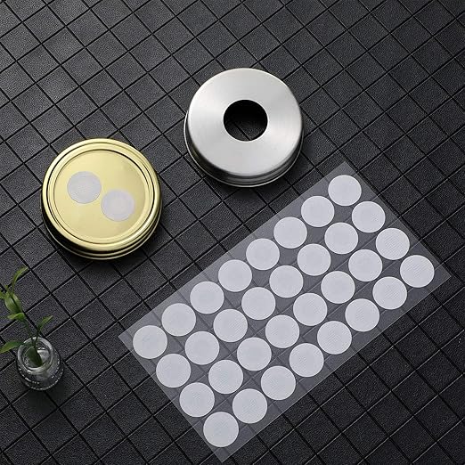 Zonon 128 Pieces Synthetic Filter Paper Stickers 20 mm 0.3 ?m Synthetic Filter Disc Tape Mushroom Applied Under Wide Mouth Mason Jar for Mushroom Cultivation
